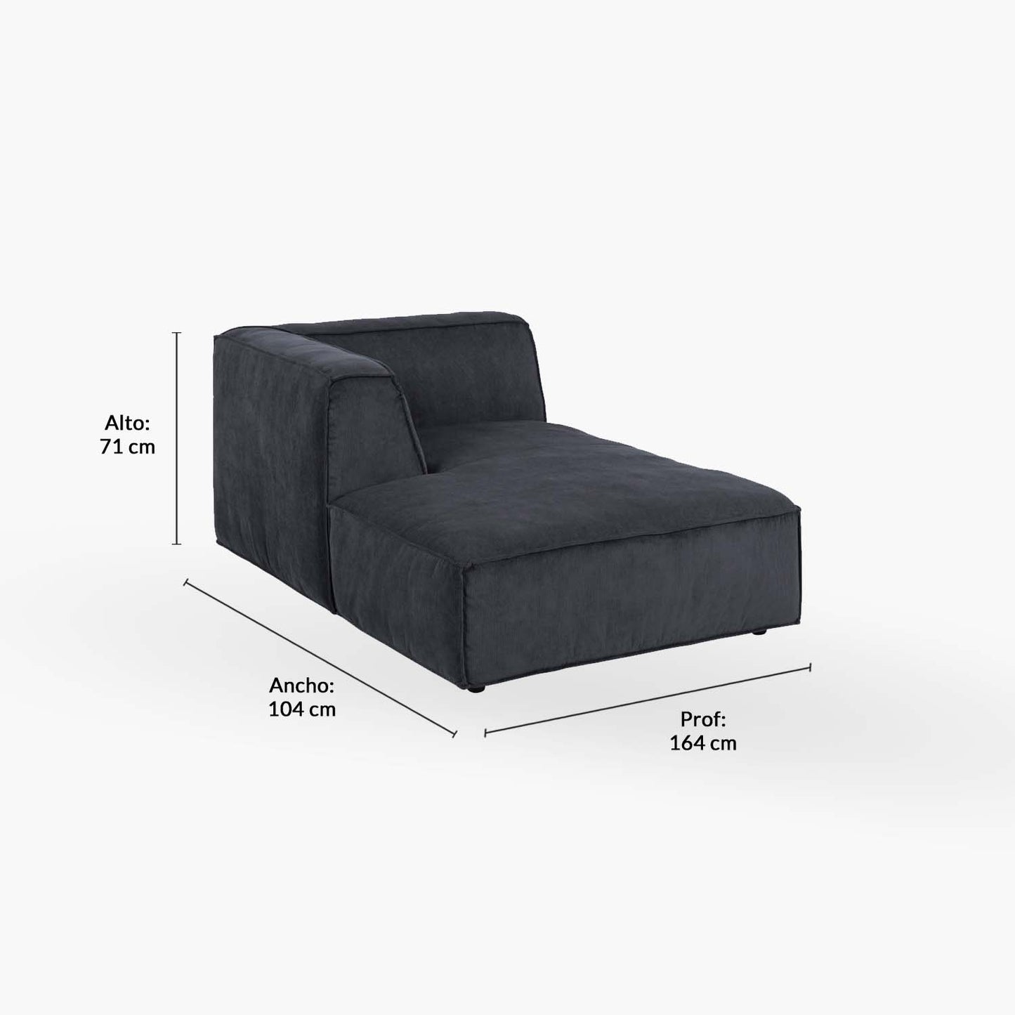 Seccional Chaise Izq Fairfield Gris Oscuro Form Design