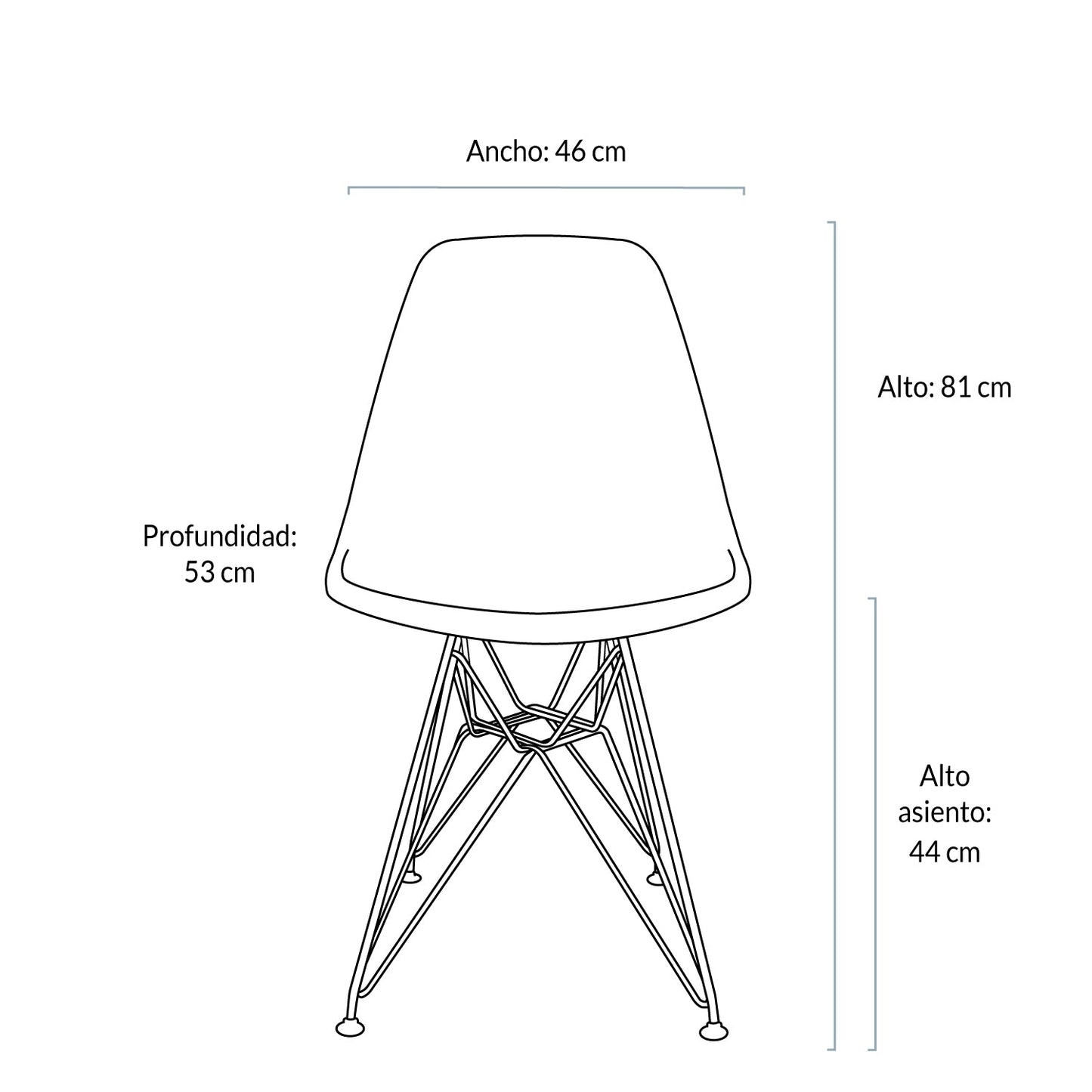 Silla DSW Réplica Eames Base Metal Blanco Form Design