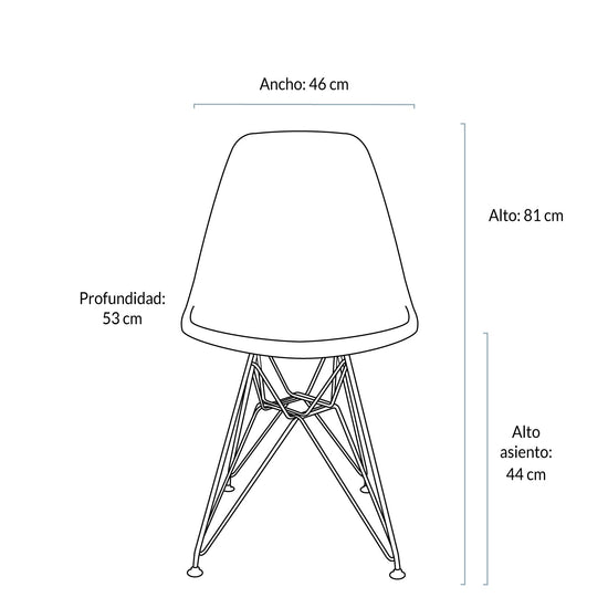Silla DSW Réplica Eames Base Metal Blanco Form Design