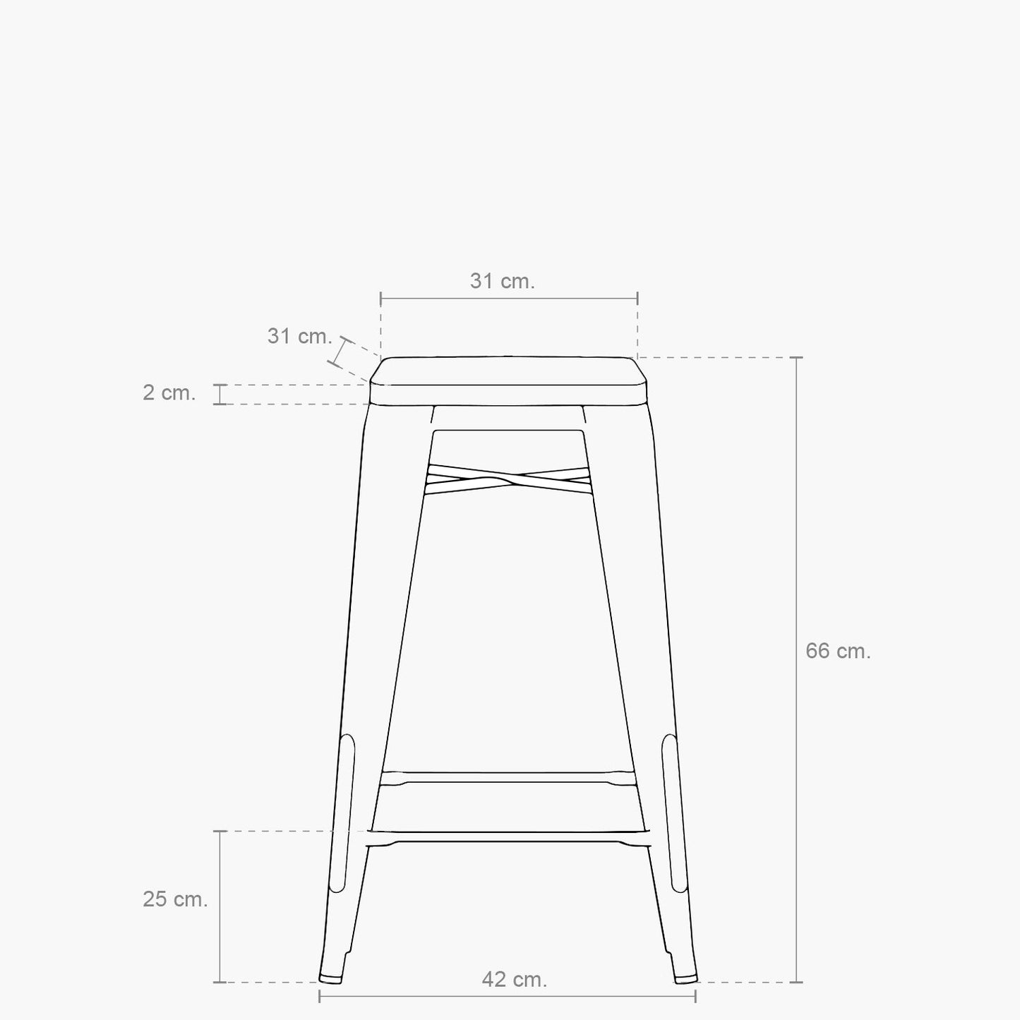 Taburete Medio 66 Tolix Madera Blanco Form Design