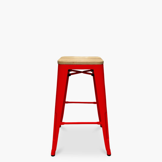 Taburete medio 66 Tolix Madera Rojo Form Design