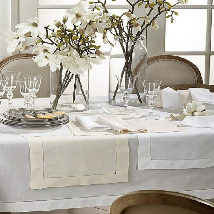 Camino de Mesa Hemstitch Lino Francés Table Dot L Nature Code Company