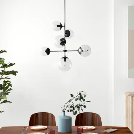 Lámpara Colgante Gilmore VI Negra 65 x 65 x 92 cm Palmera Rosa