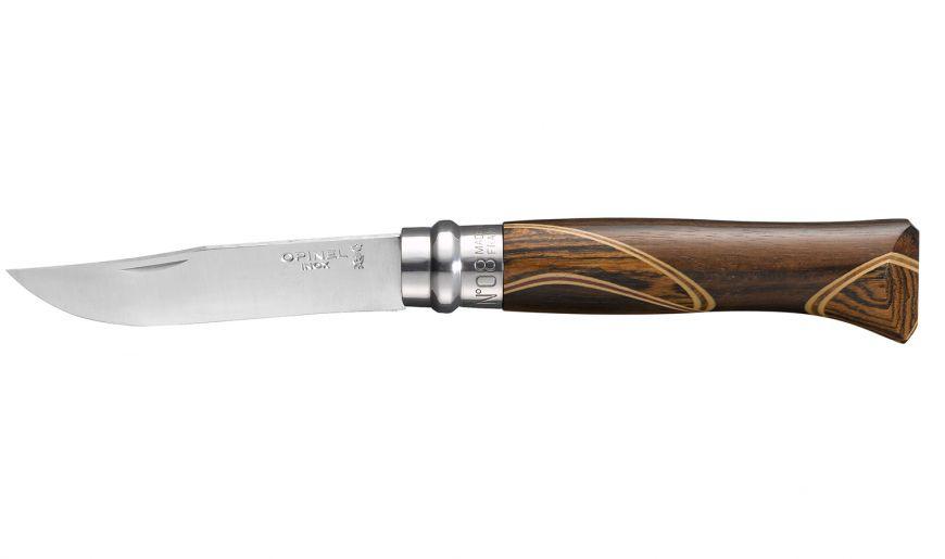 Cuchillo Chaperon N°8 hoja pulida stainless steel con mango de 4 diferentes maderas africanas