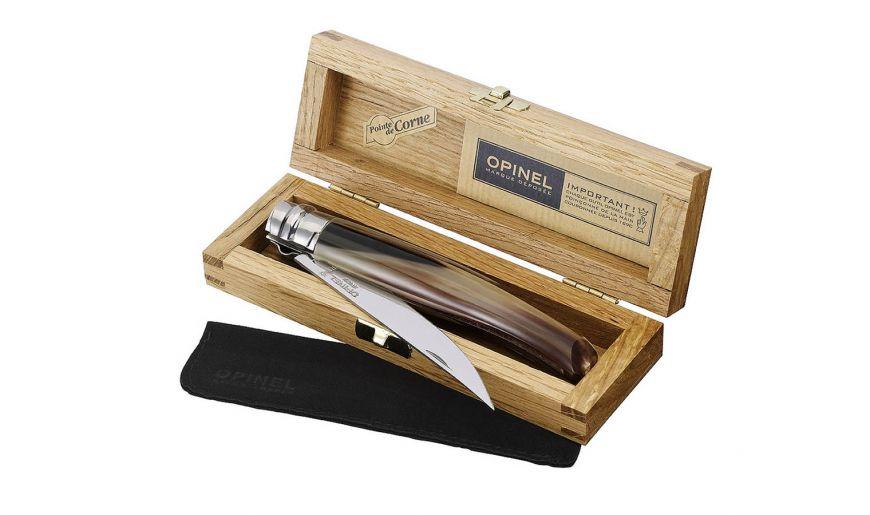 Cuchillo Slim N°10 mango de cuerno con funda de cuero