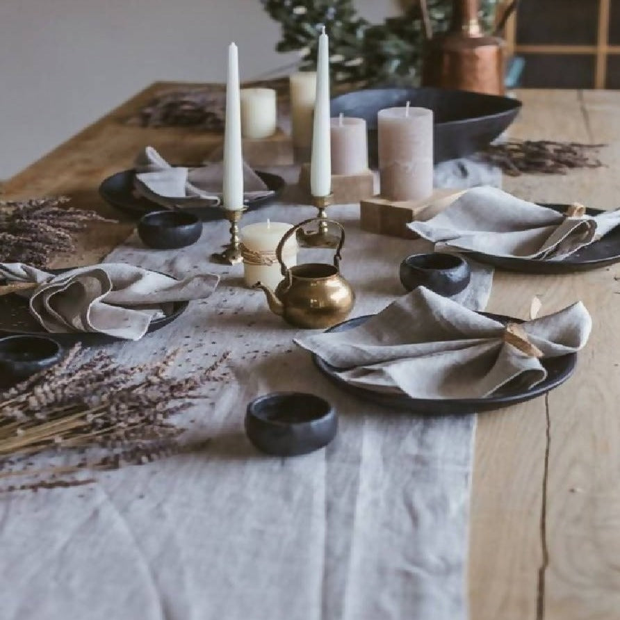 Camino de Mesa Hemstitch Lino francés TABLE DOT Ash Code Company