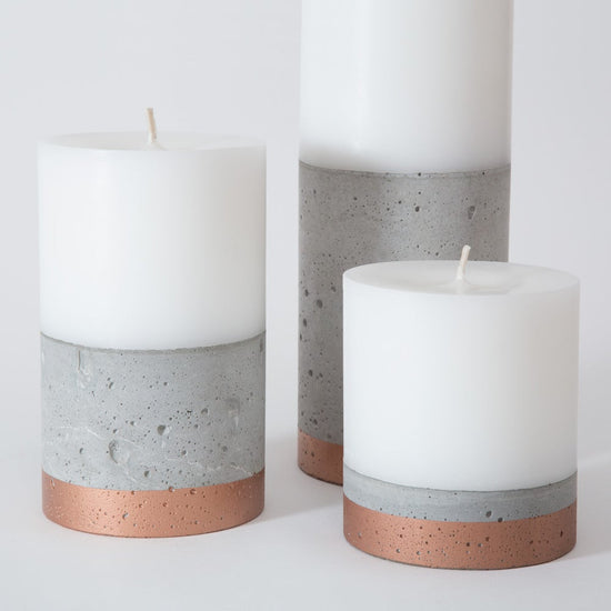 Set 3 Velones con Hormigón Línea Cobre Küme