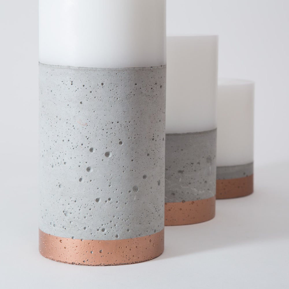Set 3 Velones con Hormigón Línea Cobre Küme