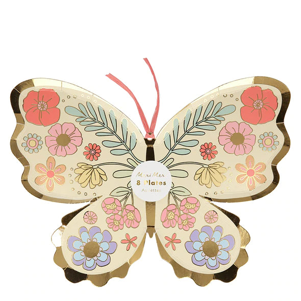 Platos con forma de mariposas florales Butterly Meri Meri