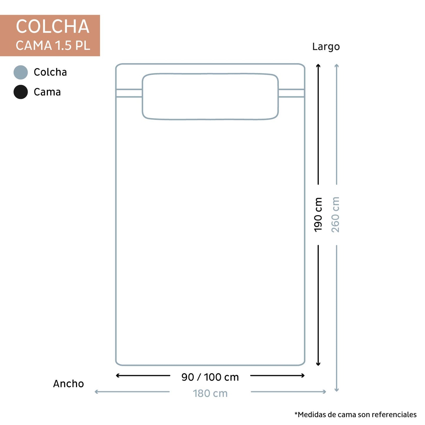 Colcha Lienzo 180x260 Crudo (cama 1 o 1 1/2 plazas) Calma House