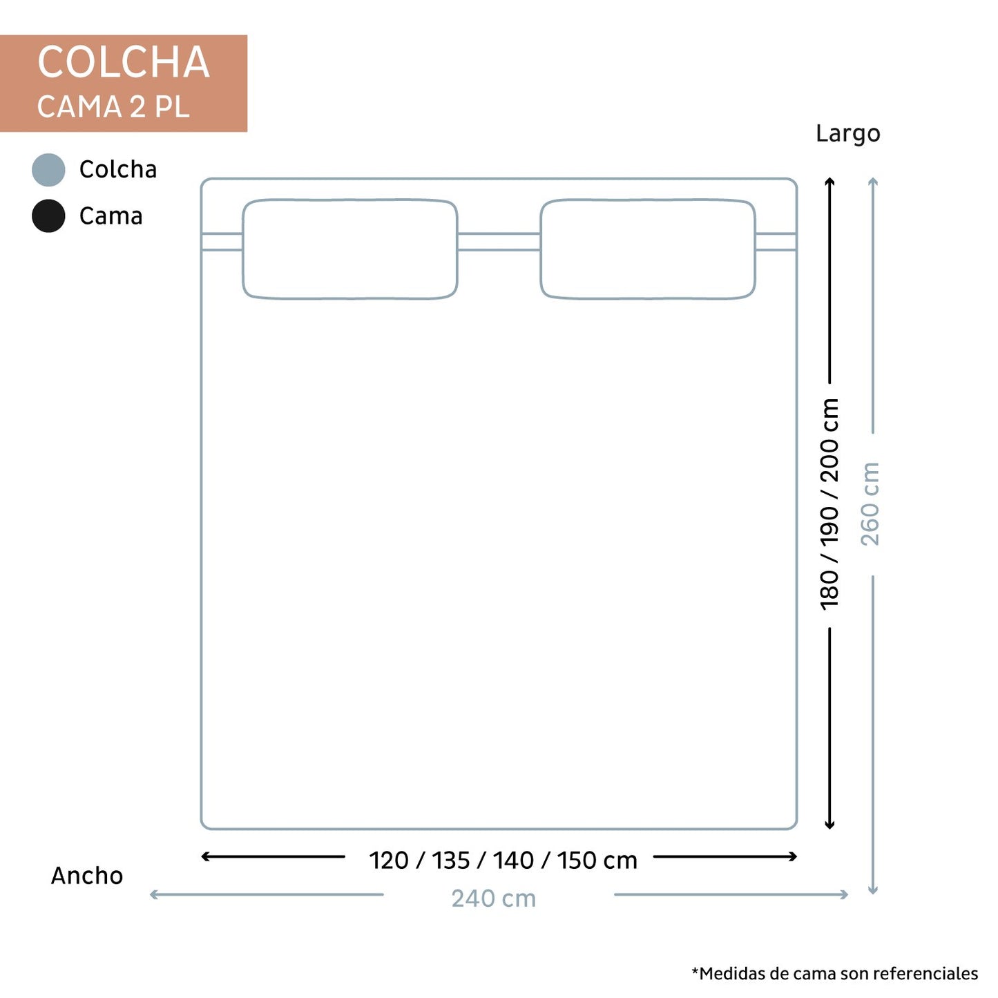 Colcha Lienzo 240x260 Crudo (cama 2 plazas o Queen) Calma House