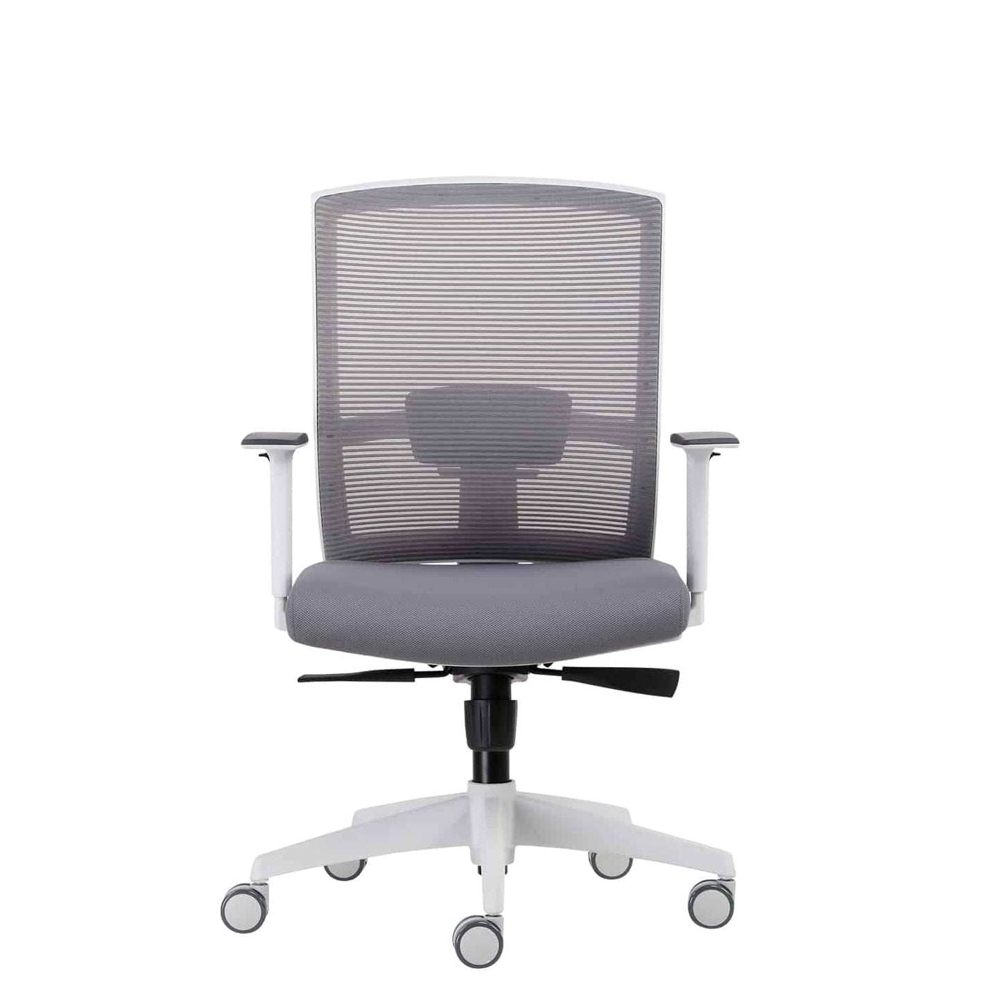 Silla De Escritorio Blanca Modelo Giro - Tela Gris- Rolic